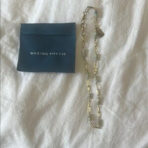 Waxing Poetic Gold & Pale Blue Bead Station Necklace